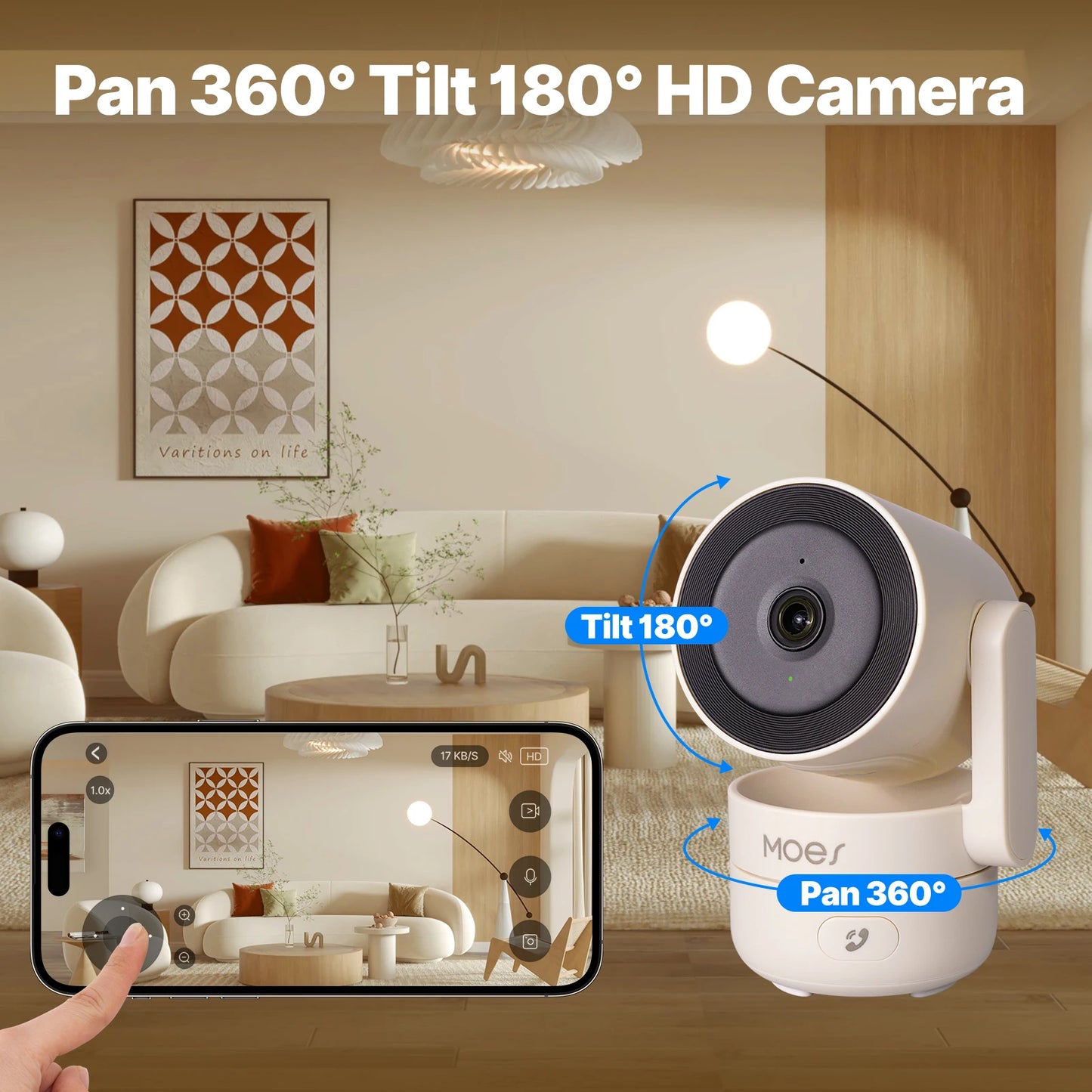 MOES 4MP Smart Indoor Camera – WiFi, Pan/Tilt, Night Vision, Alexa, Tuya