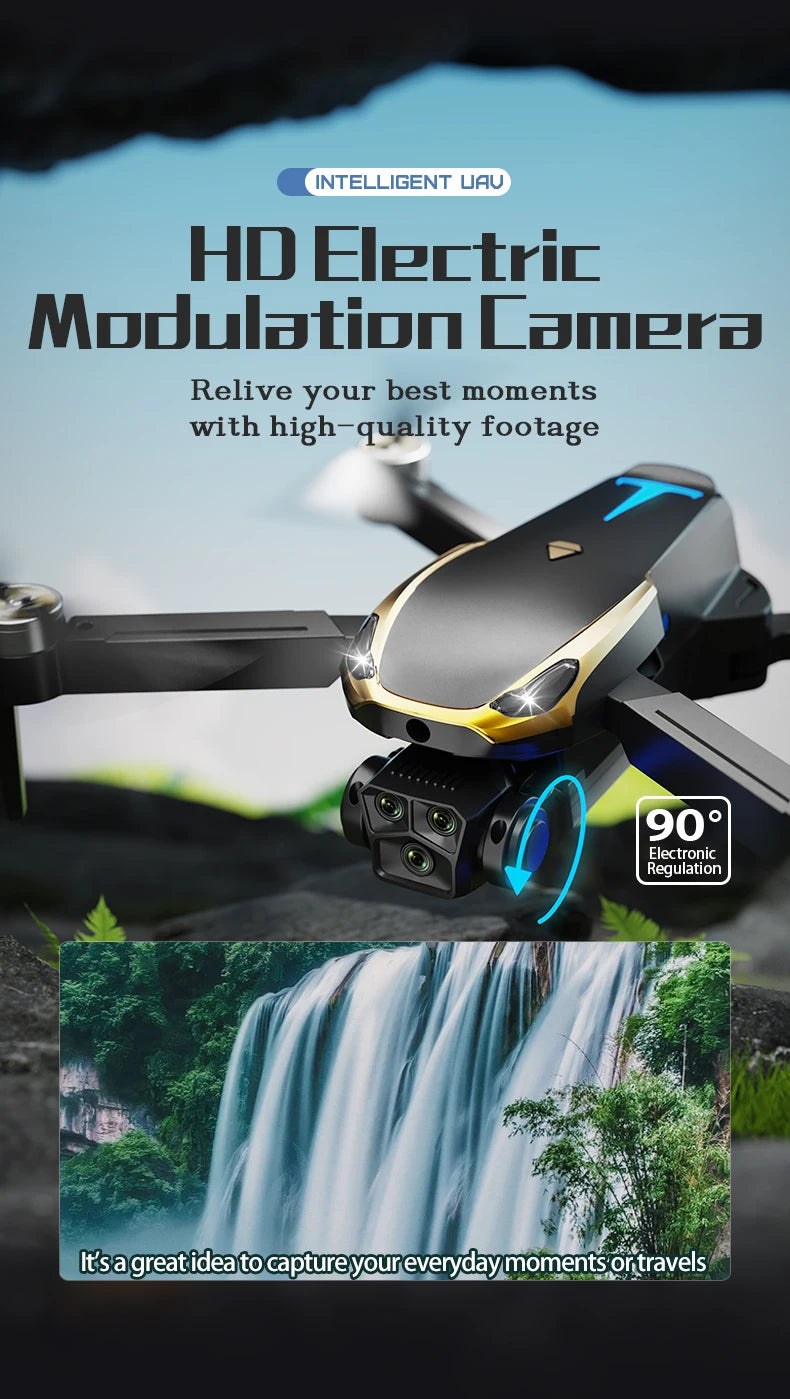 M8 PRO Drone – Brushless Motor, 2 Batteries, HD Camera, 360° Rolling, Black