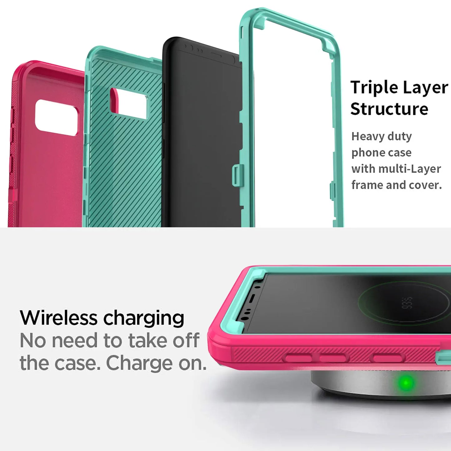 For Samsung Galaxy S8 S8 Plus Rugged Phone Case Shockproof Cover And 2pcs Tempered Glass Screen Protectors Case Friendly Clear