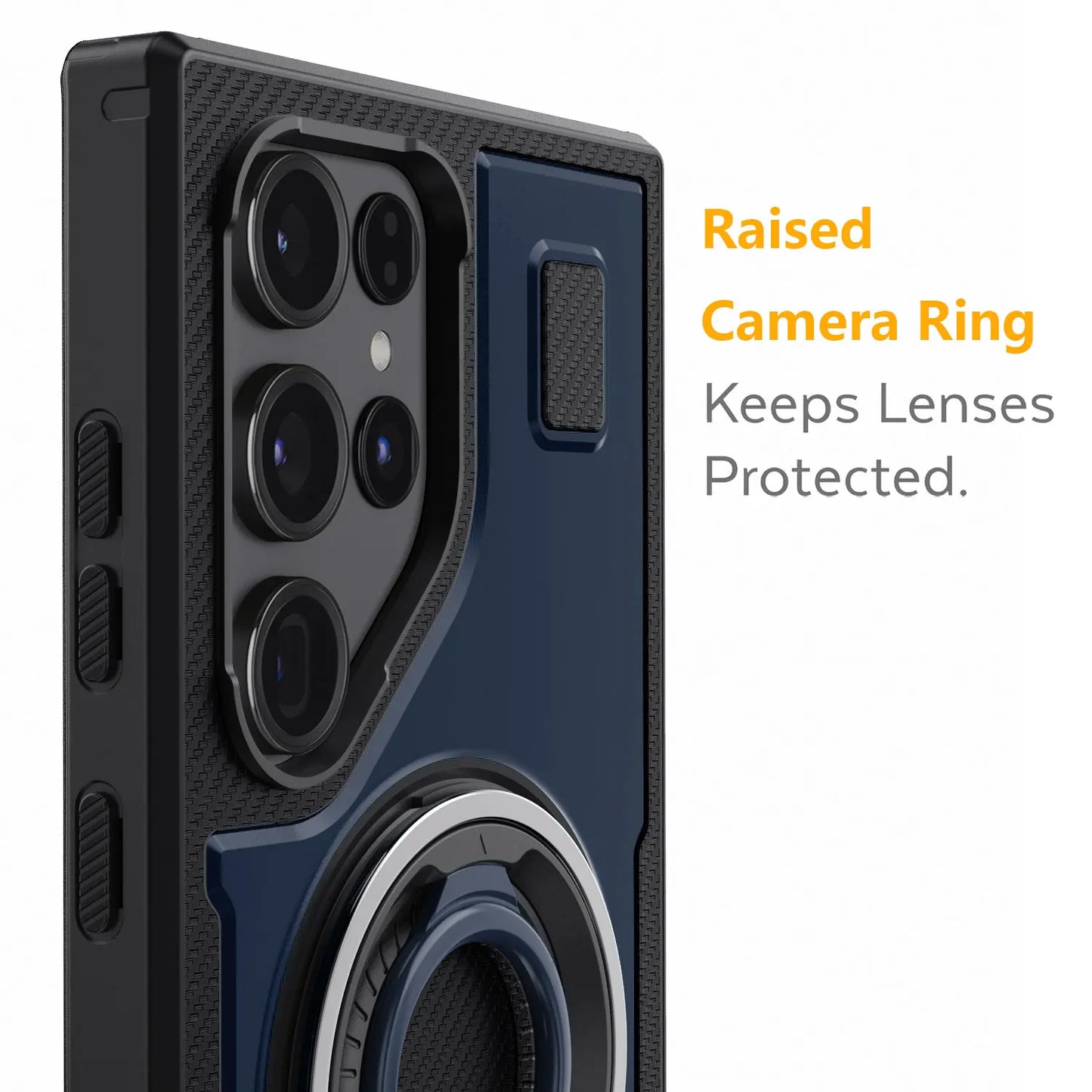 For Samsung Galaxy S23 Ultra 5G Phone Case Hybrid Shockproof Double Ring Kickstand Rugged Hybrid Slim Hard Phone Cover Blue