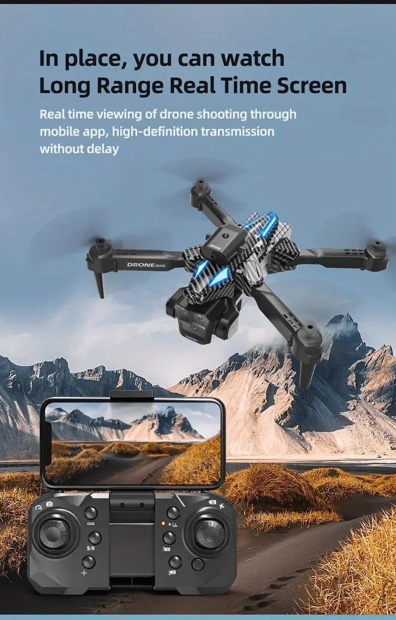 C10 RC Drone – 4K, 3 Cameras, WIFI FPV, Obstacle Avoidance, Black