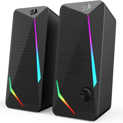 Redragon Speakers – GS510 RGB 2.0 Stereo, LED Lights, PC Desktop Black