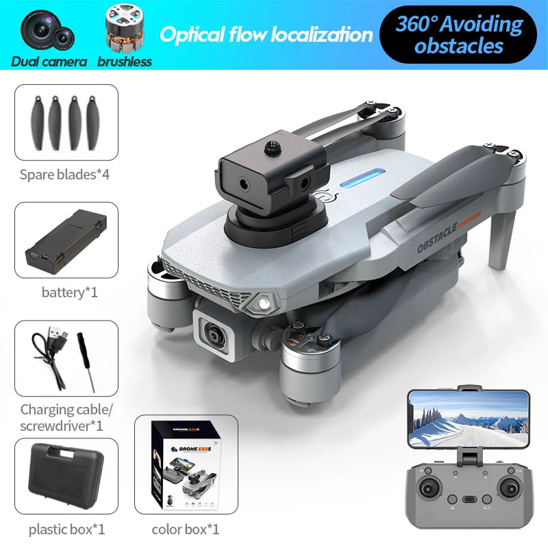 Mini Drone E88S 4k HD Dual Camera Foldable 360° Obstacle Avoidance WIFI FPV Brushless Quadcopter Helicopter Kids Toys Tarmac Pad