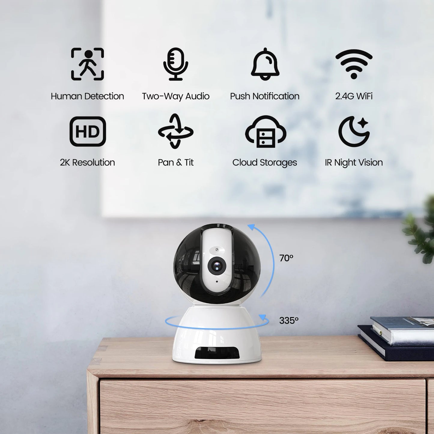 Vsmahome 3MP Indoor Security Camera – 2K HD, Alexa, 2-Way Audio