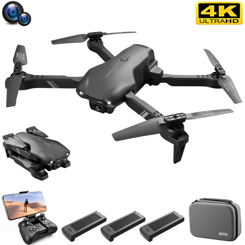 V13 Mini Drone – 4K HD, 1080P Dual Camera, 2.4G WIFI, Foldable, Black
