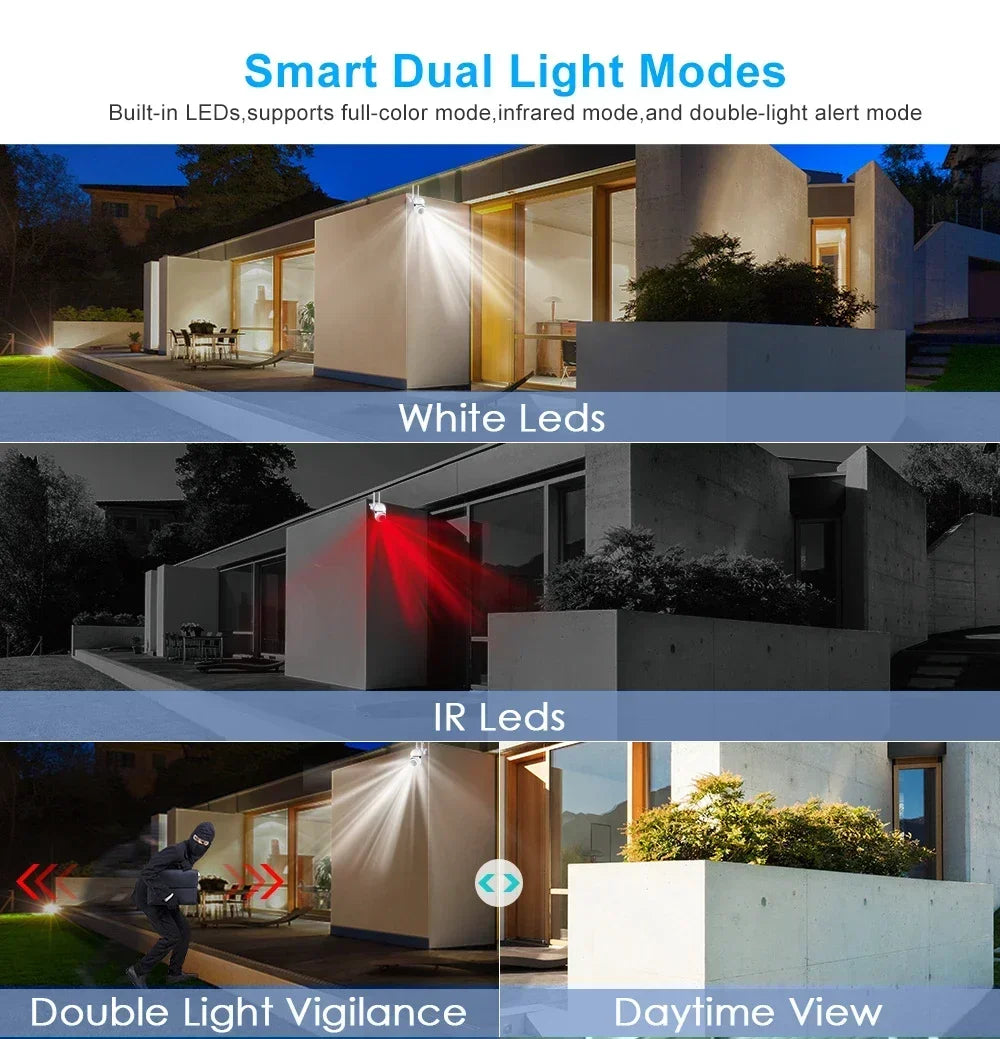 8MP WiFi PTZ Camera - Outdoor IP, 4X Zoom, AI Tracking, Night Color