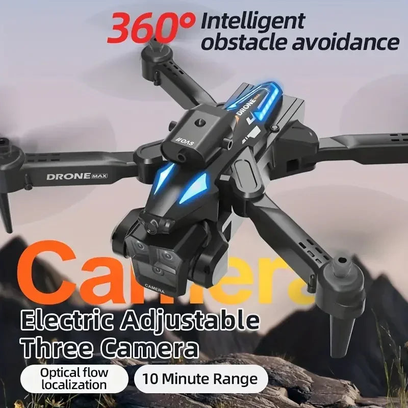 C10 RC Drone – 4K, 3 Cameras, WIFI FPV, Obstacle Avoidance, Black