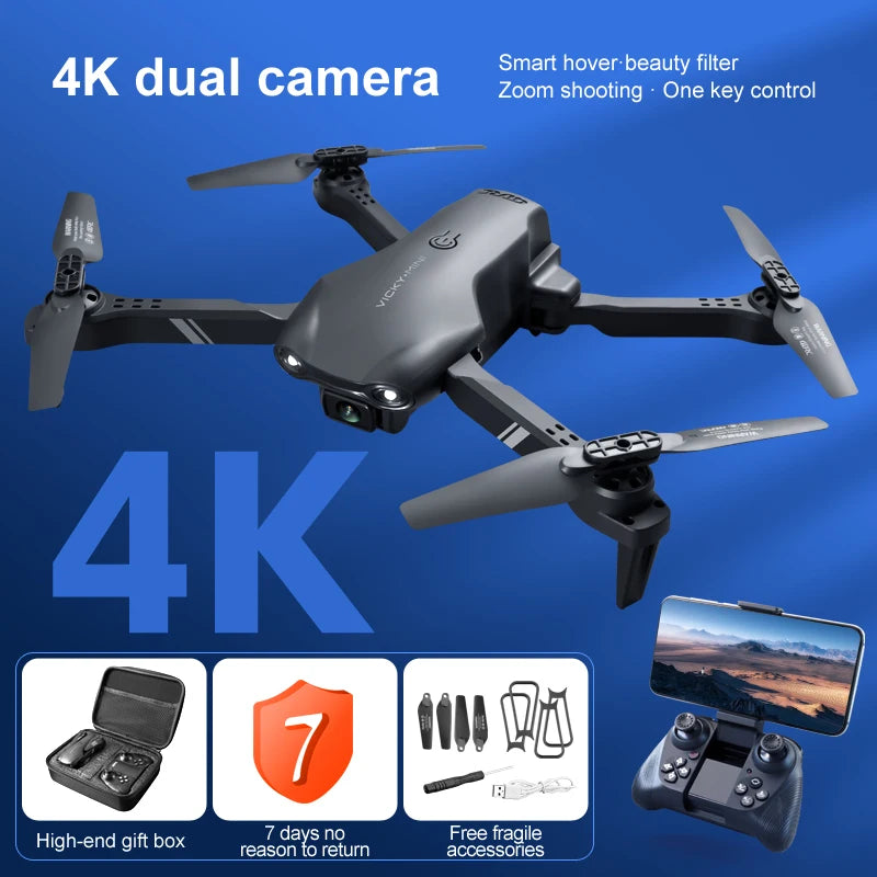 V13 Mini Drone – 4K HD, 1080P Dual Camera, 2.4G WIFI, Foldable, Black
