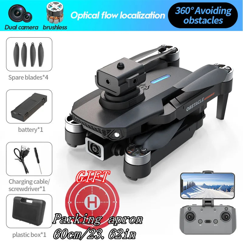 Mini Drone E88S 4k HD Dual Camera Foldable 360° Obstacle Avoidance WIFI FPV Brushless Quadcopter Helicopter Kids Toys Tarmac Pad