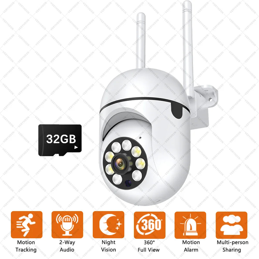 8MP WiFi PTZ Camera - Outdoor IP, 4X Zoom, AI Tracking, Night Color