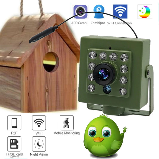Green WiFi Bird Box Camera - 1920P/1080P, Audio, IR Night Vision, 2.8mm Lens