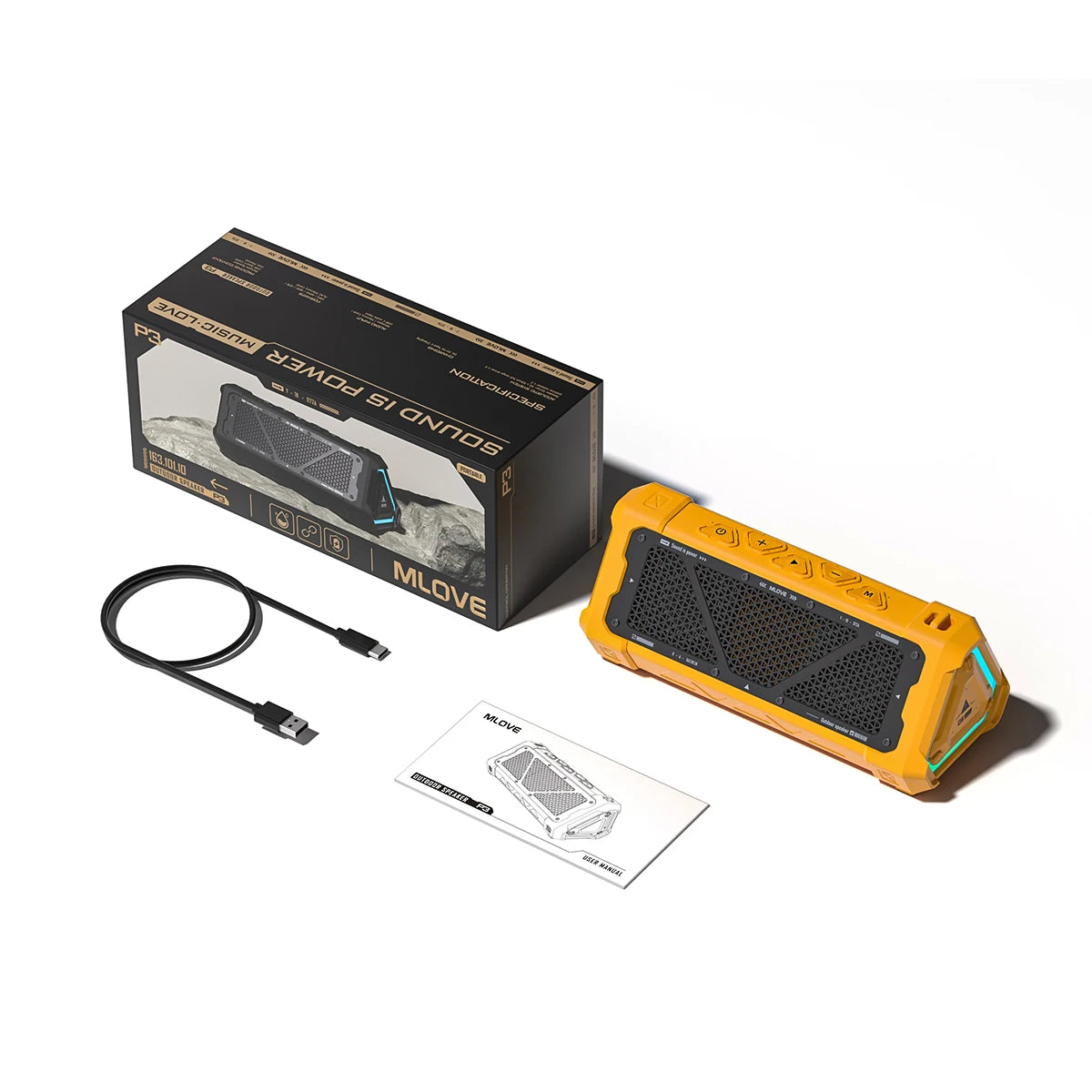 MLOVE P3 Bluetooth Speaker – Outdoor, 40W, RGB Light, Stereo Sound
