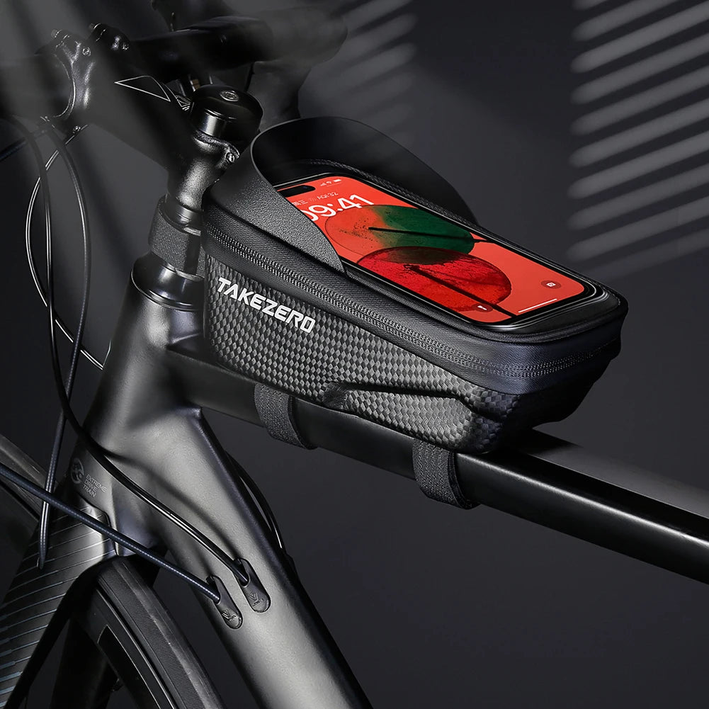 Touch Screen Bicycle Frame Top Tube Bag Light Barrier Waterproof Bike Pouch Phone Case Hard Shell Case Cycling Accessories