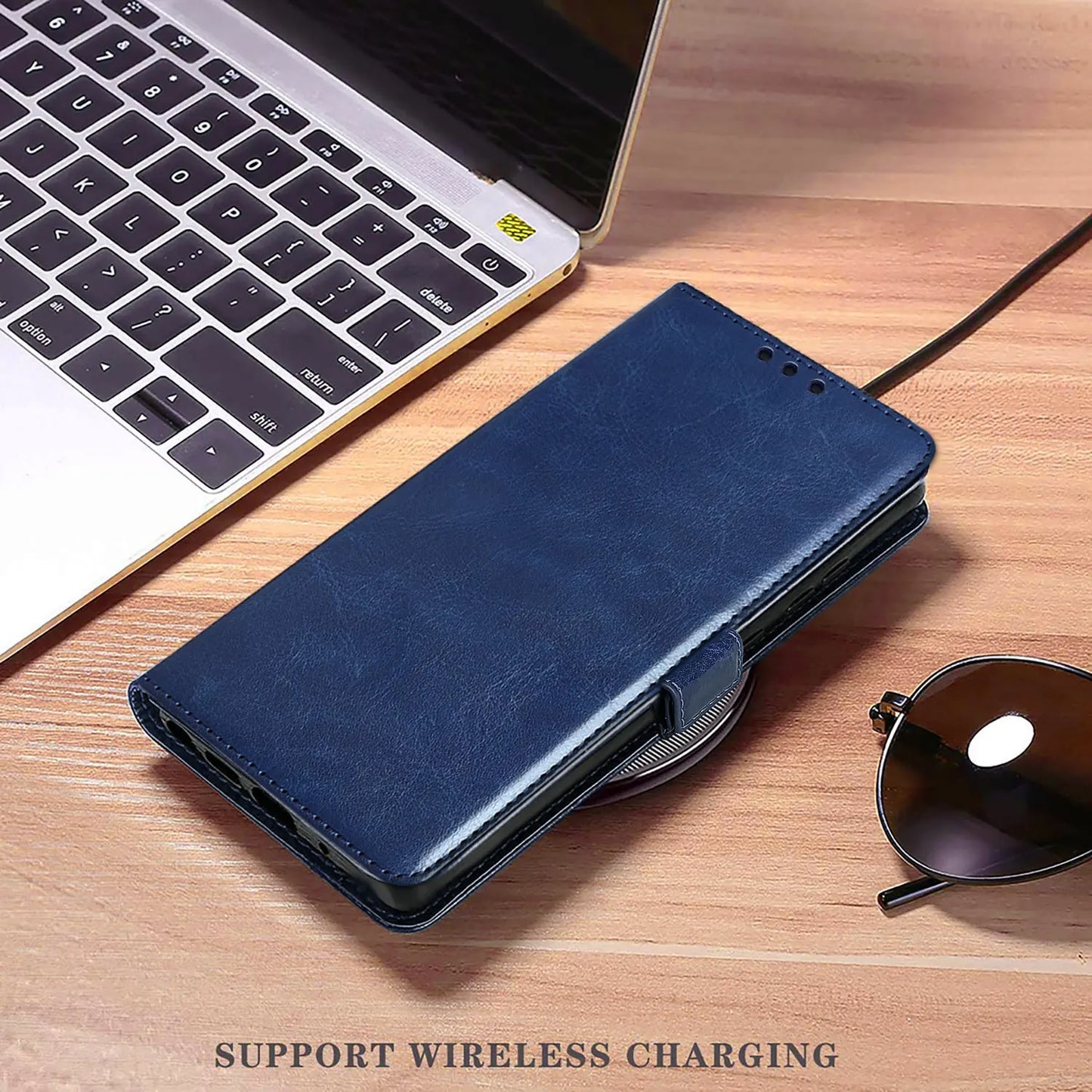 Blue For Samsung Galaxy Note 20 Ultra 5G Protective Phone Case Card Holder Slots Wallet Magnetic Flip Kickstand Leather Cover