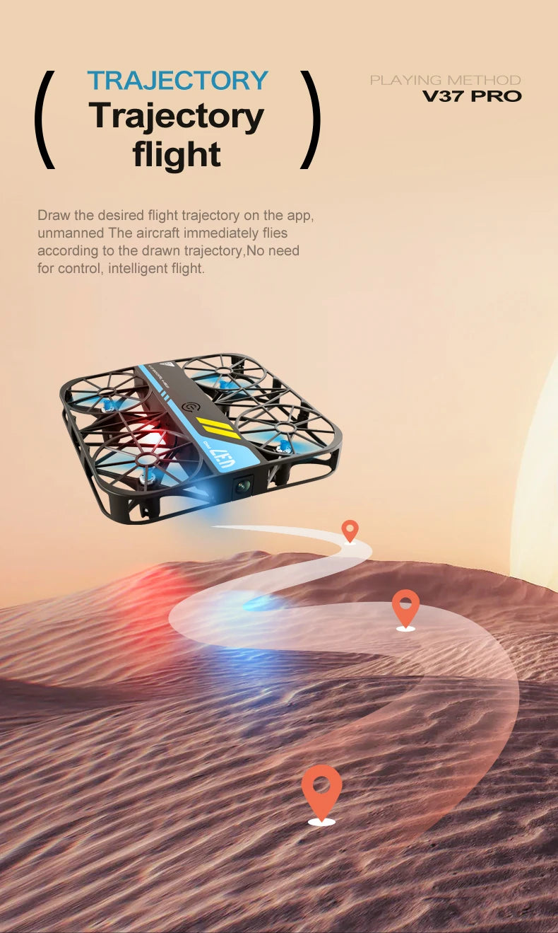V37 Rc Mini Drone With 8k HD Camera Grid Protection Pocket Size Aerial Photography Aircraft Model Remote Control Kid Toy Or Gift