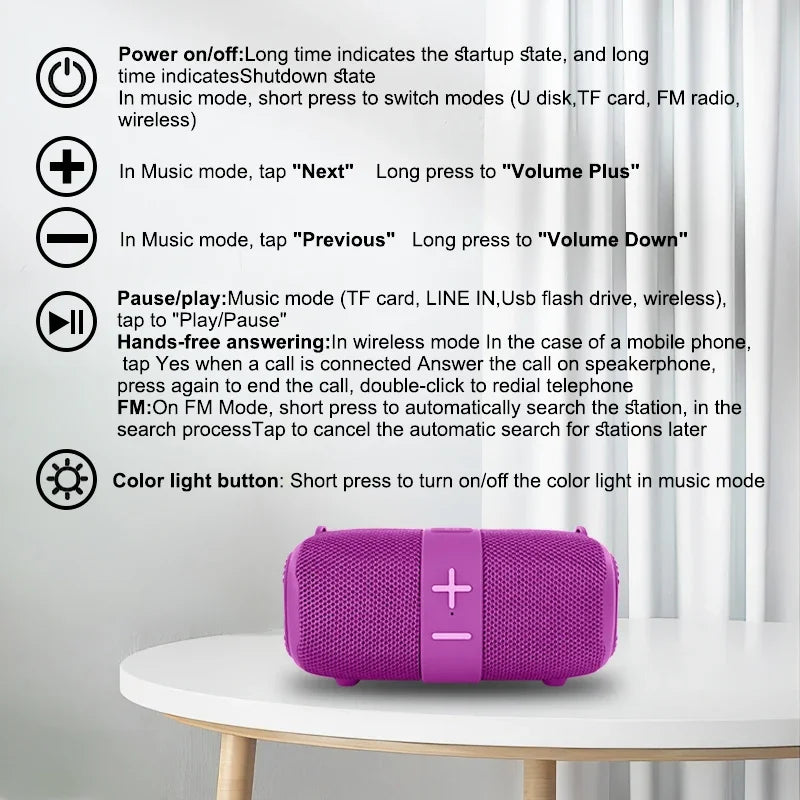 T&G TG667 Bluetooth Speaker – Crossbody, LED, USB/AUX/TF/FM Compatible