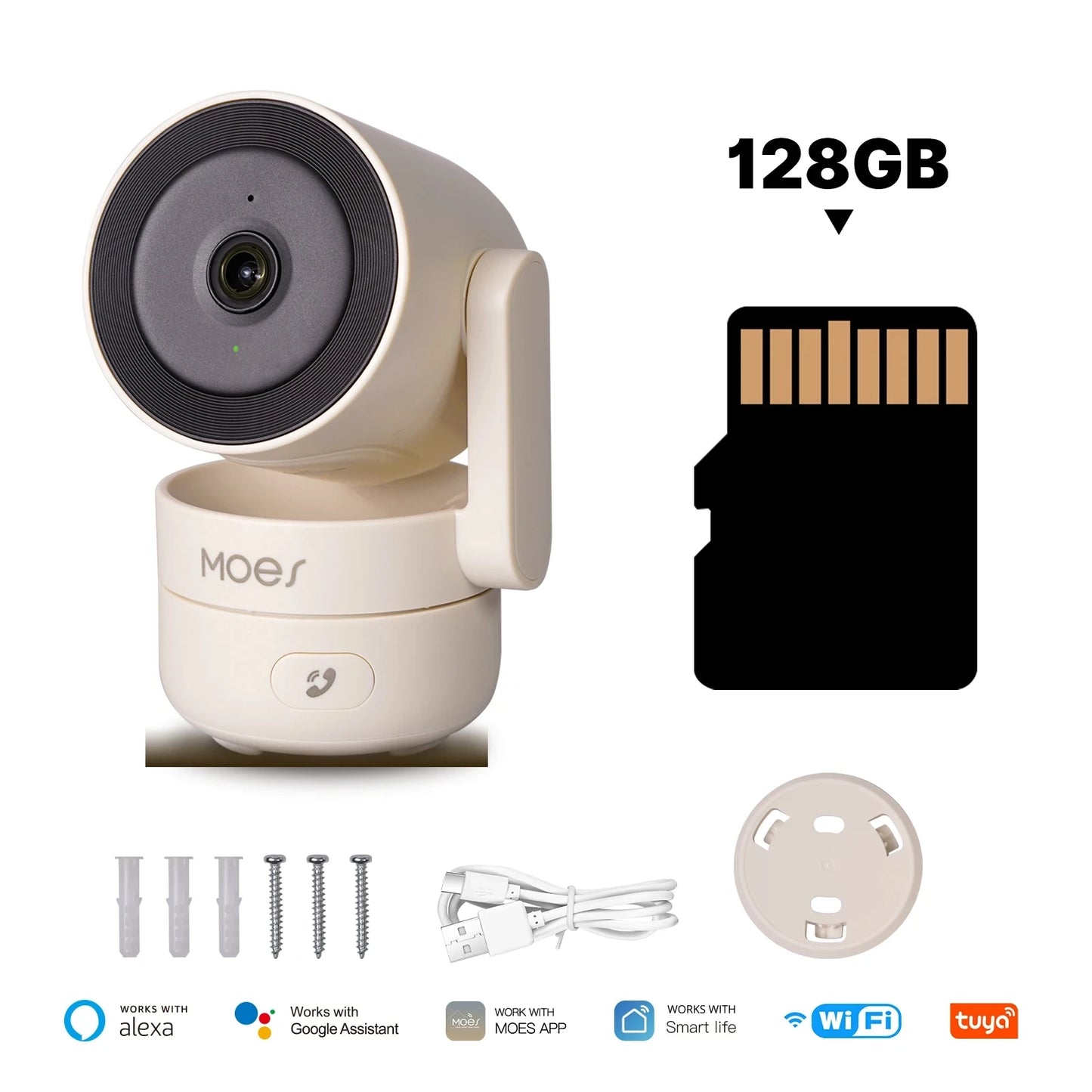 MOES 4MP Smart Indoor Camera – WiFi, Pan/Tilt, Night Vision, Alexa, Tuya