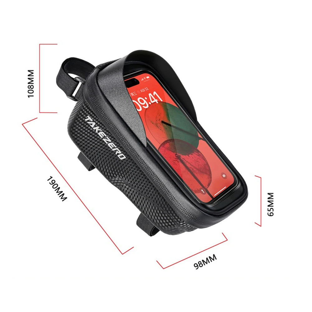 Touch Screen Bicycle Frame Top Tube Bag Light Barrier Waterproof Bike Pouch Phone Case Hard Shell Case Cycling Accessories