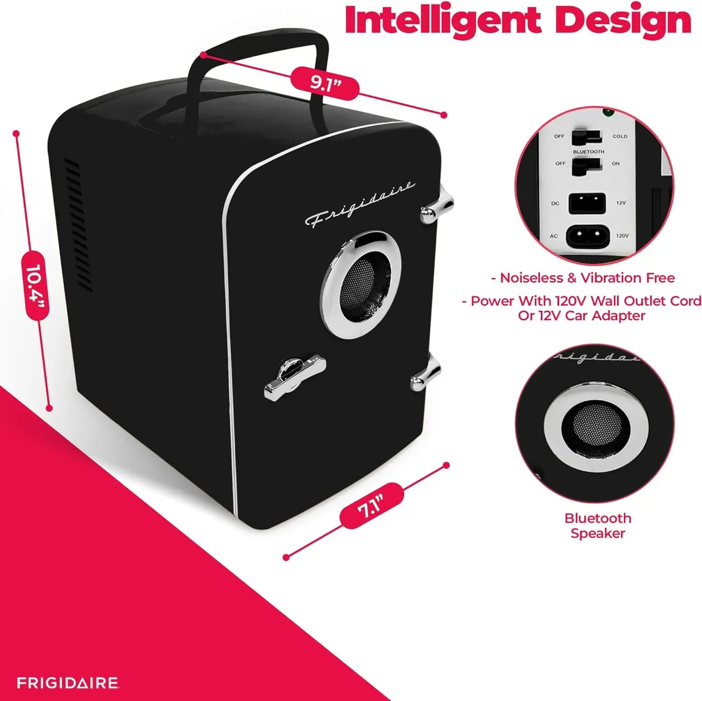 EFMIS151 Fridge – Mini 4L Cooler w/ Speaker, Personal Office White