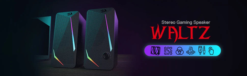 Redragon Speakers – GS510 RGB 2.0 Stereo, LED Lights, PC Desktop Black