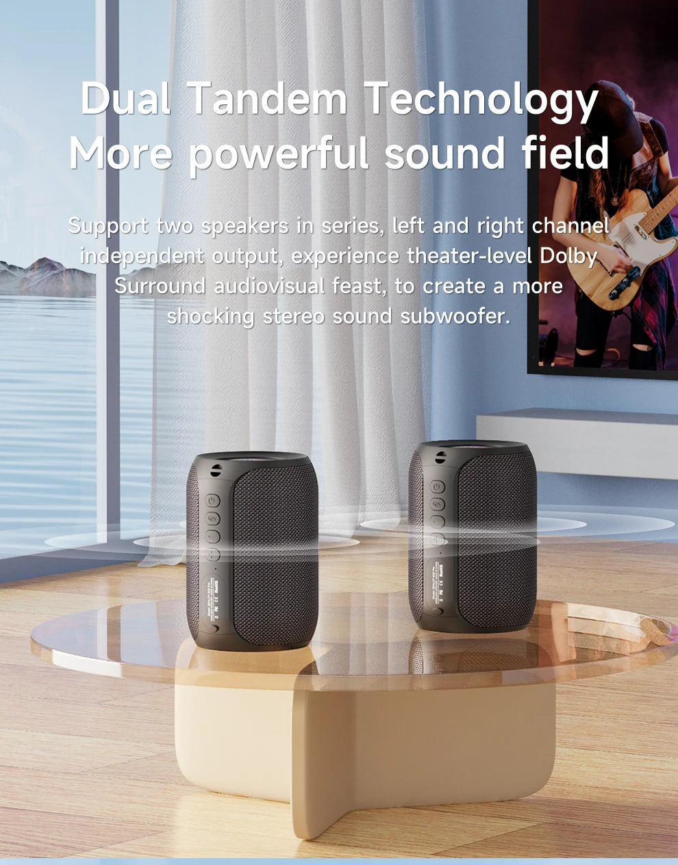 Zealot Speaker – S32PRO Bass Bluetooth, Waterproof LED Outdoor Black