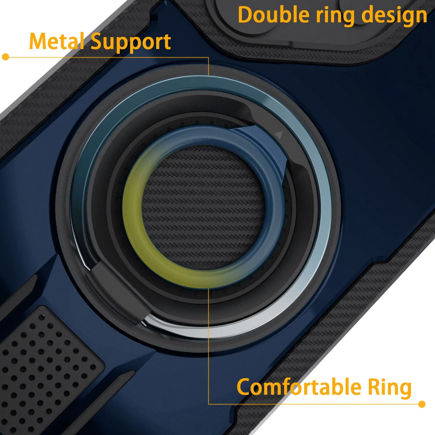 For Samsung Galaxy S23 Ultra 5G Phone Case Hybrid Shockproof Double Ring Kickstand Rugged Hybrid Slim Hard Phone Cover Blue