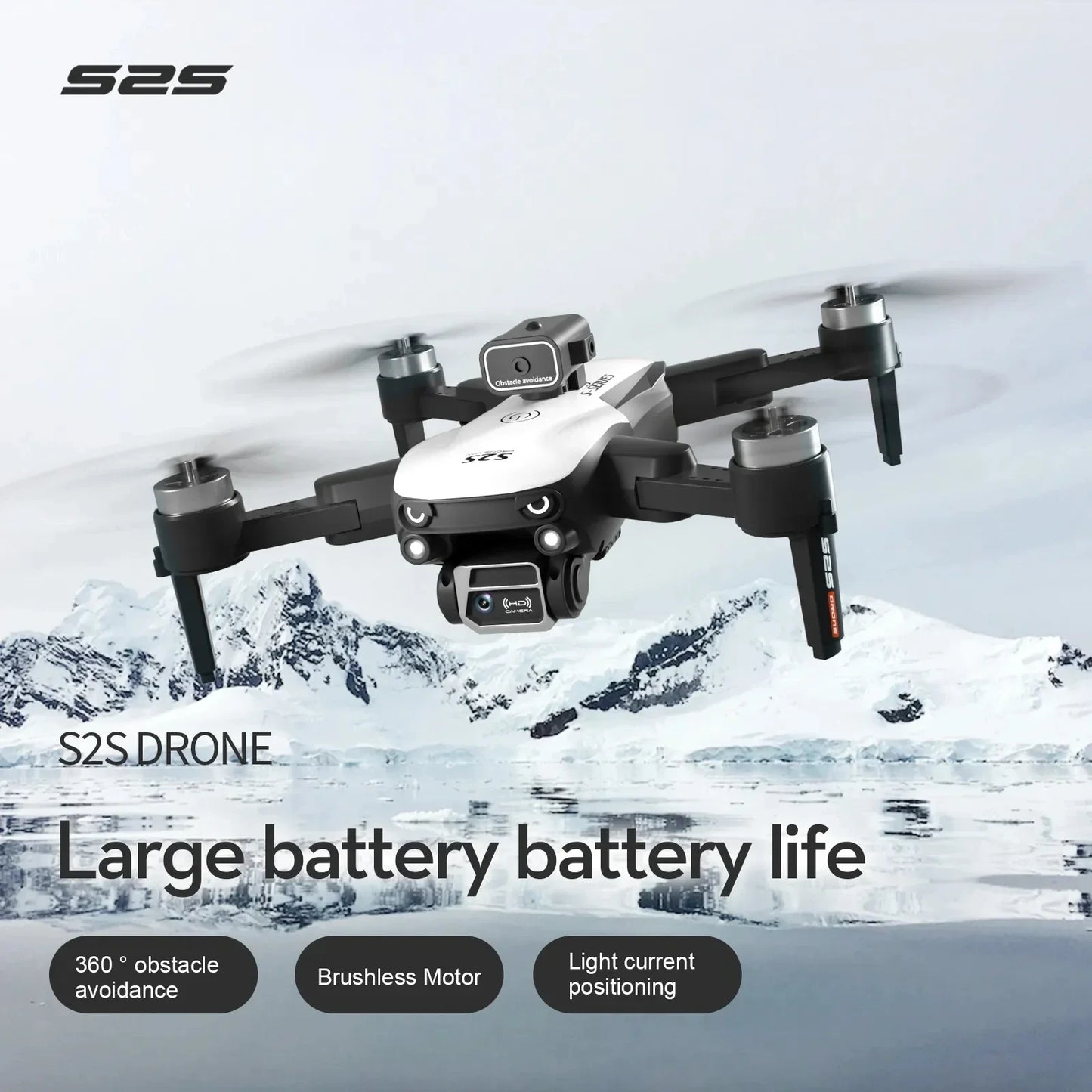 S2S Mini Drone – 4K/8K HD Camera, Brushless Motor, Foldable, Black