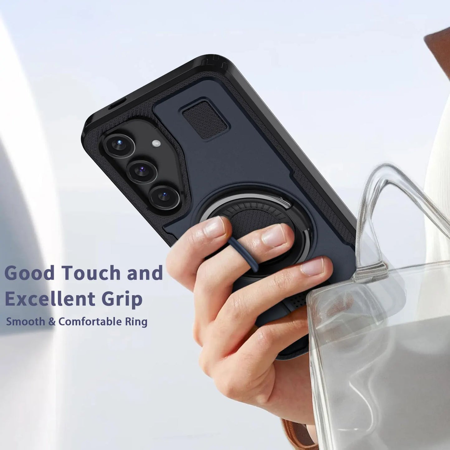For Samsung Galaxy S25 S25 Plus S25 Ultra 5G Phone Case Hybrid Shockproof Double Ring Kickstand Rugged Cover Blue