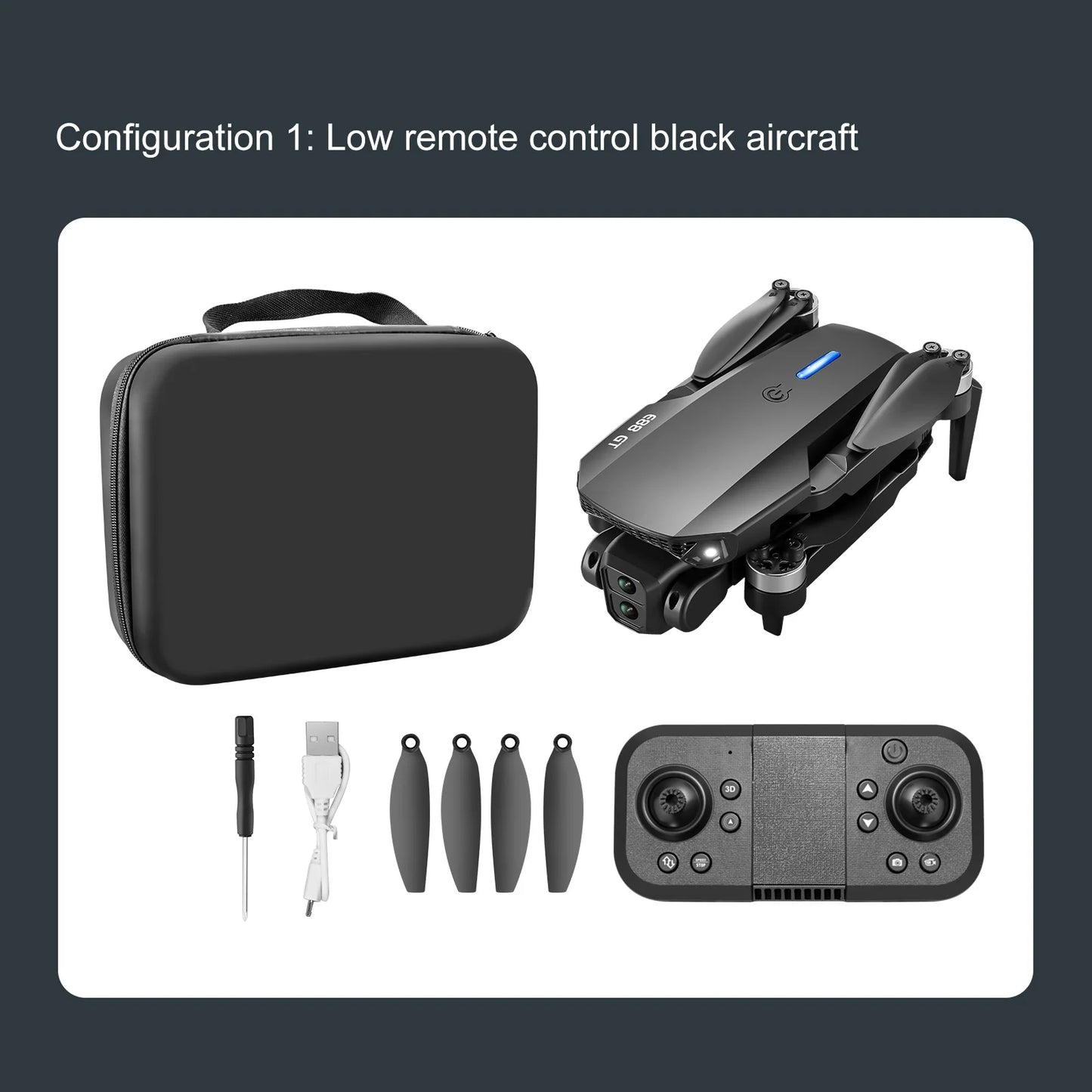 Black E88E99 GT Lighting Big Screen Control Mini Drone Dual Camera Optical Flow Fixed Height HD Aerial Photography Quadcopter