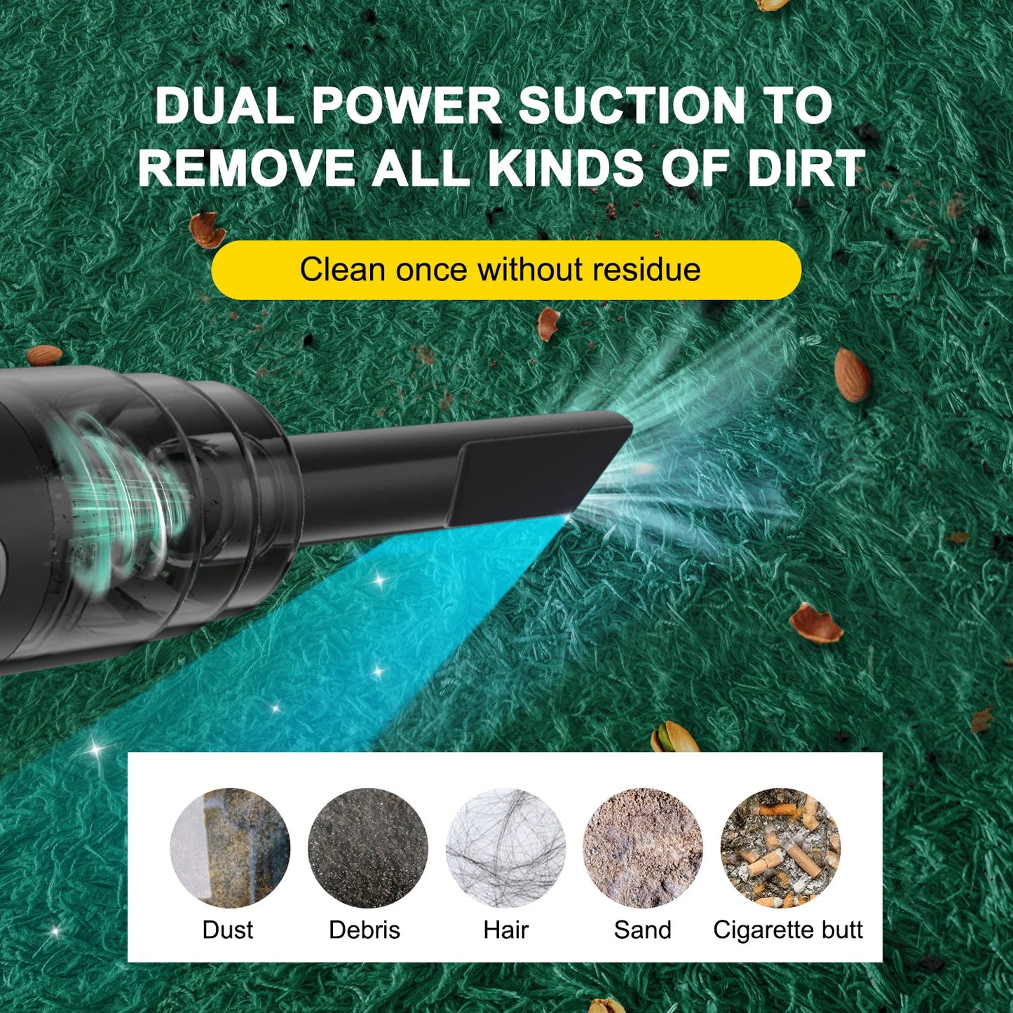BELIBUY Vacuum Cleaner – Car, Portable Wireless, Mini Powerful Cleaner