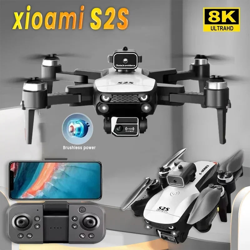 S2S Mini Drone – 8K HD Camera, 25Min Flight, Brushless, Foldable, Black