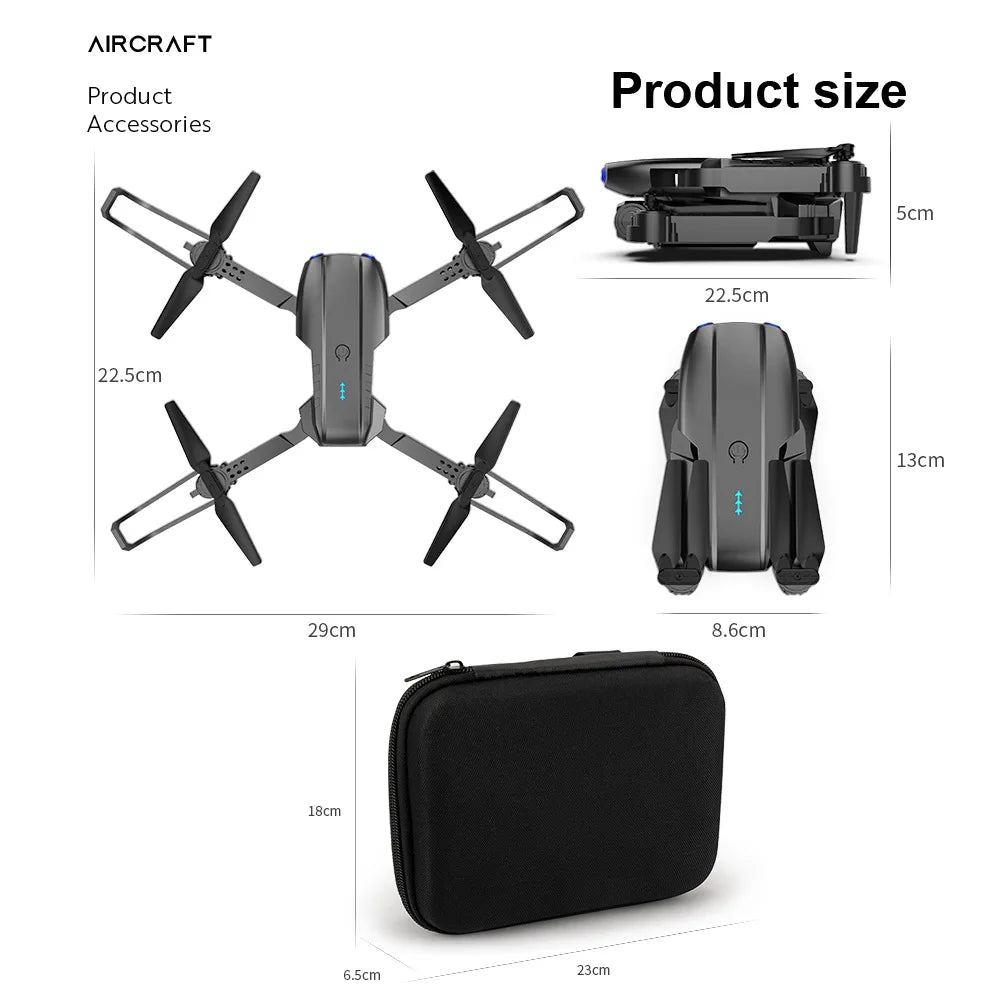 E99 K3 Pro Drone – 4K HD, Dual Camera, WIFI FPV, Obstacle Avoidance, Black