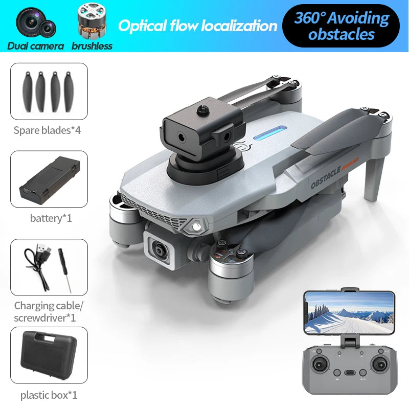 Mini Drone E88S 4k HD Dual Camera Foldable 360° Obstacle Avoidance WIFI FPV Brushless Quadcopter Helicopter Kids Toys Tarmac Pad