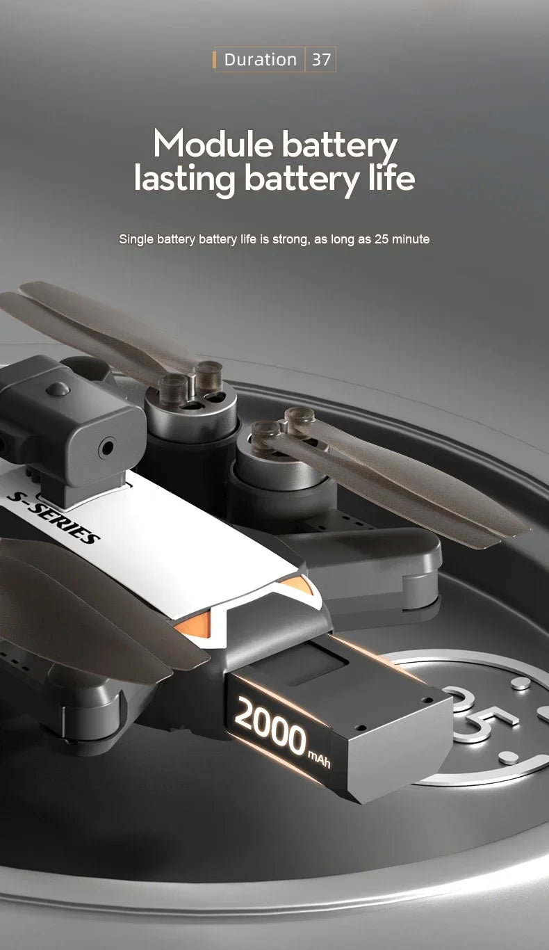 S2S Mini Drone – 8K HD Camera, 25Min Flight, Brushless, Foldable, Black