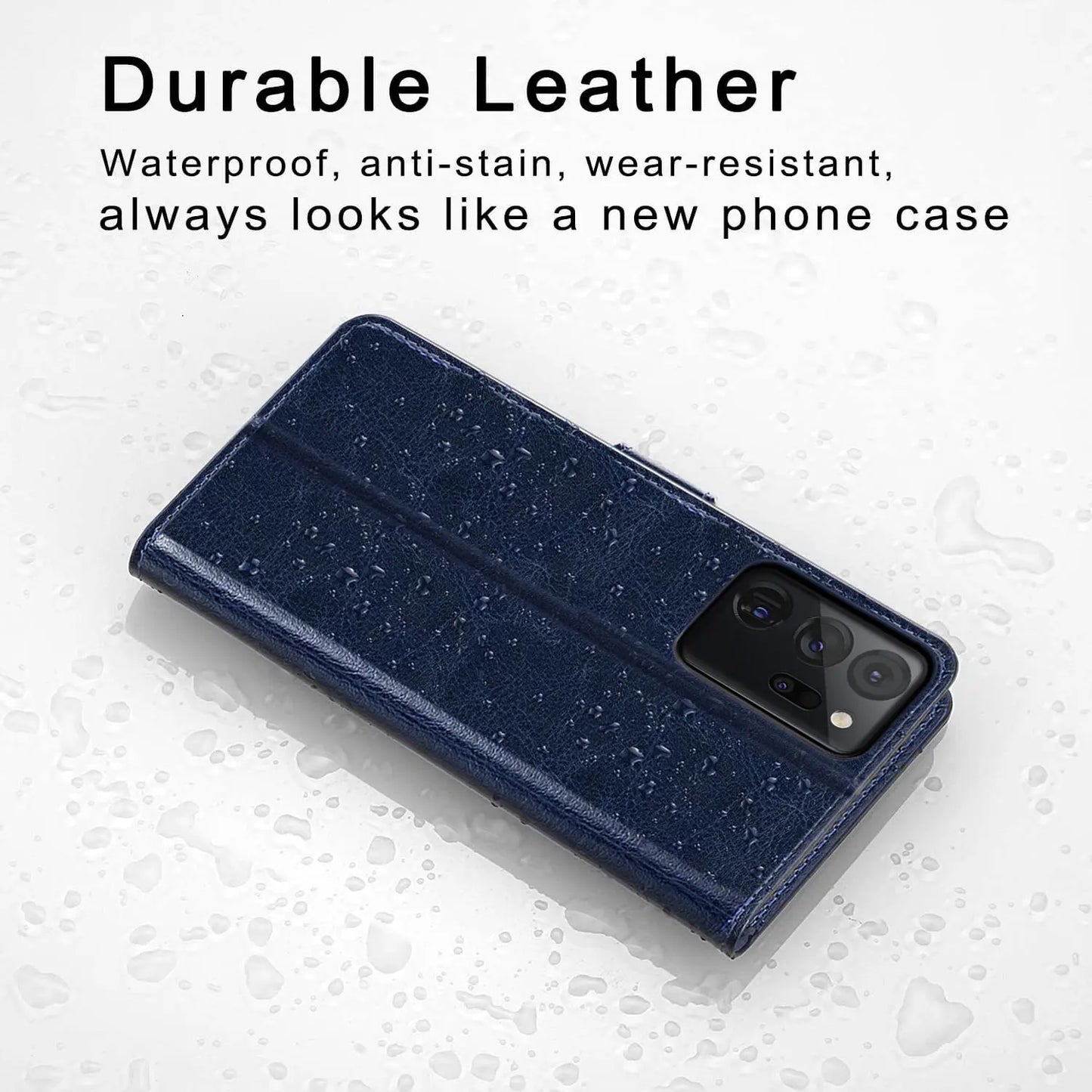 Blue For Samsung Galaxy Note 20 Ultra 5G Protective Phone Case Card Holder Slots Wallet Magnetic Flip Kickstand Leather Cover