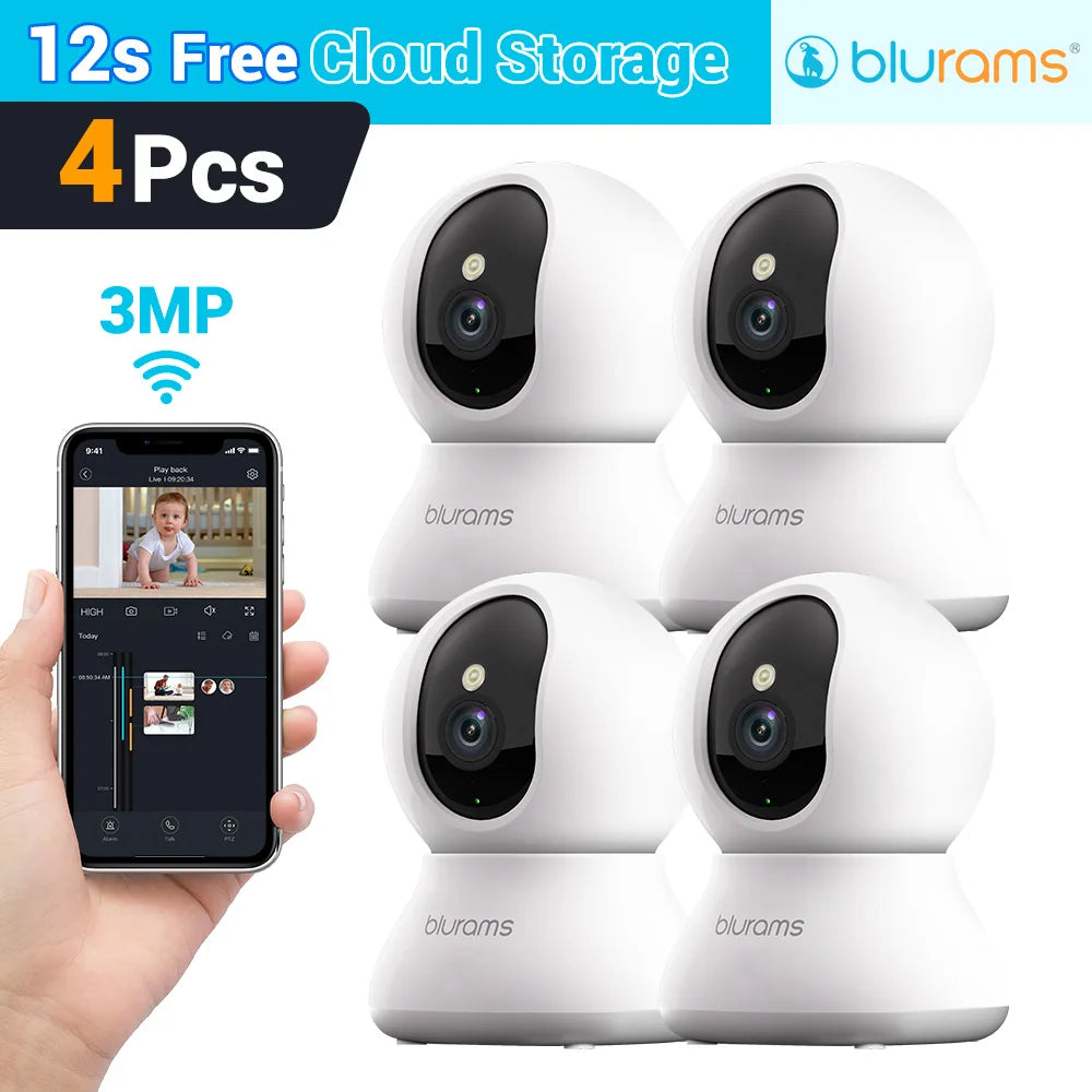 Blurams 2K HD Baby Monitor Camera – Motion Detection, 360° View, White