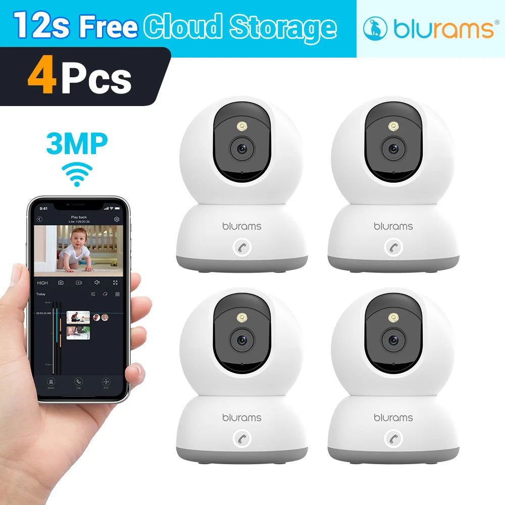 Blurams 2K HD Baby Monitor Camera – Motion Detection, 360° View, White