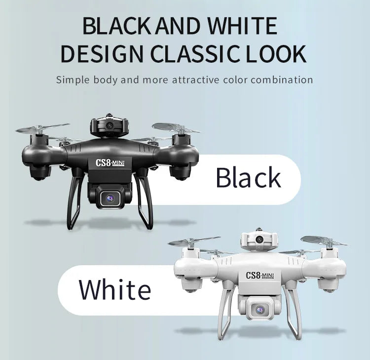 CS8 MINI FPV Drone – 4K HD Dual Cam, Obstacle Avoidance, Beginner, Black