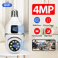 4MP E27 Bulb Camera - Dual Lens, 360° PTZ, WiFi, Night Vision, Two-Way Audio