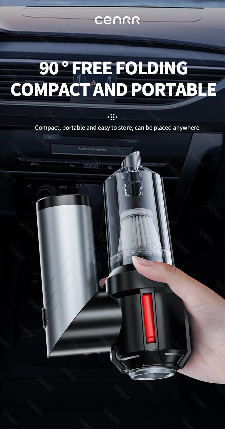 CENRR Car Vacuum Cleaner - High Pressure, Cordless, Mini Handheld Vac