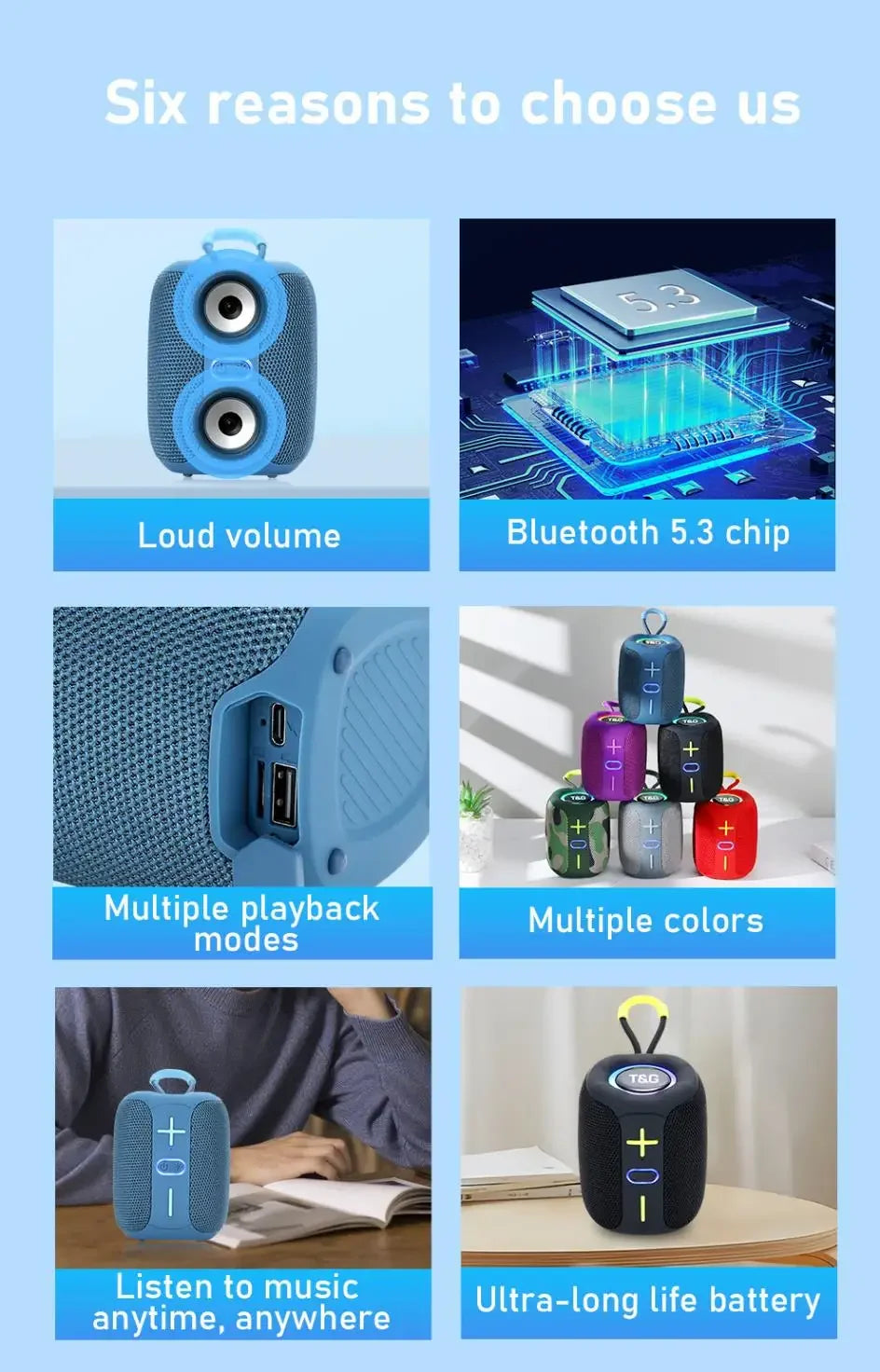 TG658 Bluetooth Speaker – Portable, Wireless, Mini Bass, TF Support