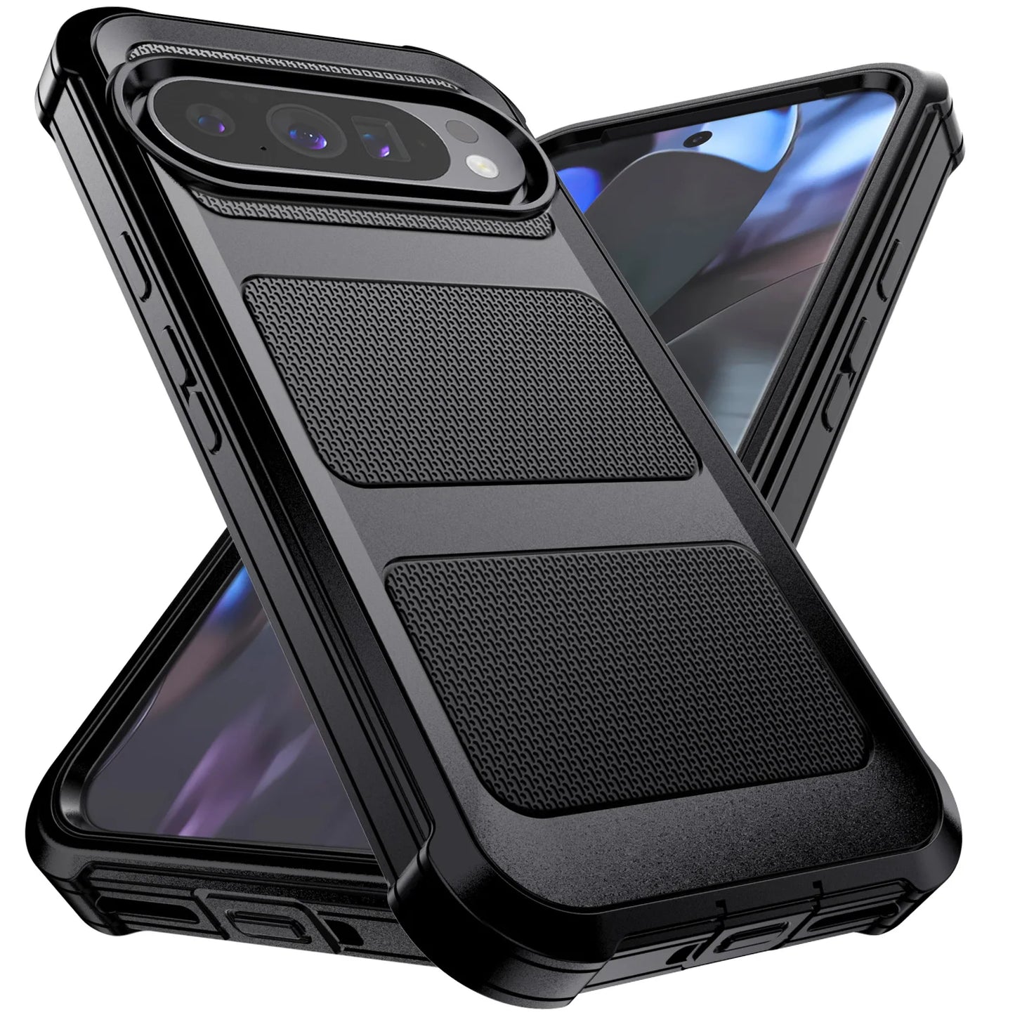 For Google Pixel 9 Pixel 9 Pro Pixel 9 Pro XL Phone Case Shockproof Rugged Heavy Duty Protective Dual Layers Cover Black