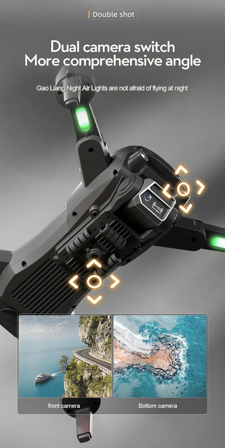 S2S Mini Drone – 8K HD Camera, 25Min Flight, Brushless, Foldable, Black