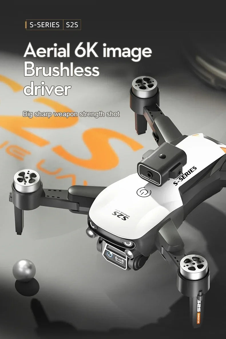 S2S Mini Drone – 8K HD Camera, 25Min Flight, Brushless, Foldable, Black