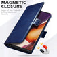 Blue For Samsung Galaxy Note 20 Ultra 5G Protective Phone Case Card Holder Slots Wallet Magnetic Flip Kickstand Leather Cover