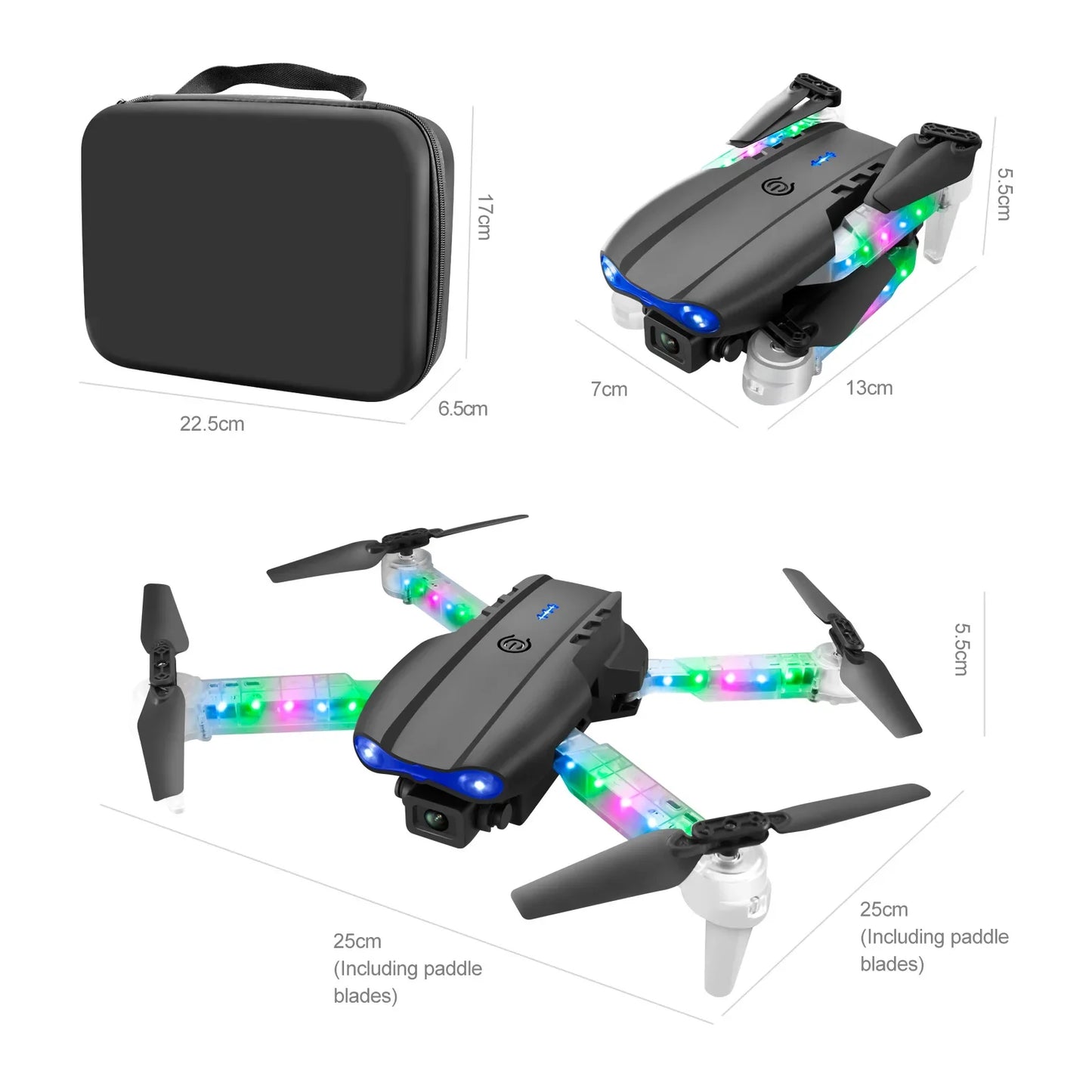 Black E88E99 GT Lighting Big Screen Control Mini Drone Dual Camera Optical Flow Fixed Height HD Aerial Photography Quadcopter