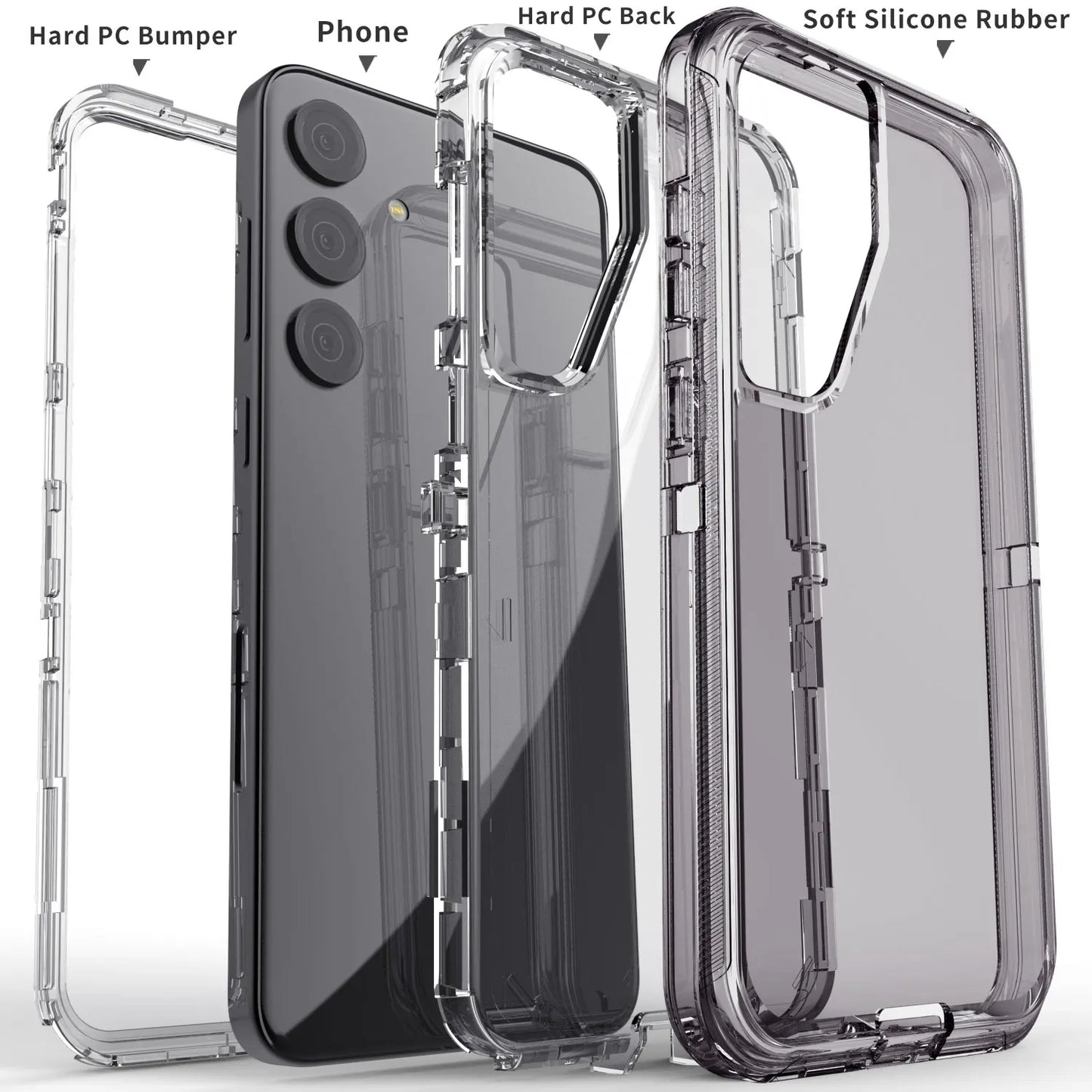 For Samsung Galaxy S25 /S25 Plus/ S25 Ultra 5G Phone Case Hybrid Rugged Shockproof Protective Heavy Duty Transparent Clear Cover