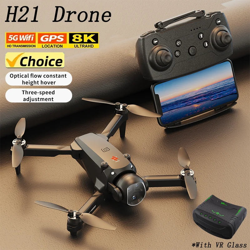 NEW Original H21 Drone 8K WIFI GPS Professional HD Aerial Photography Remote Control Aircraft HD Dual Camera Quadcopter Toys UAV