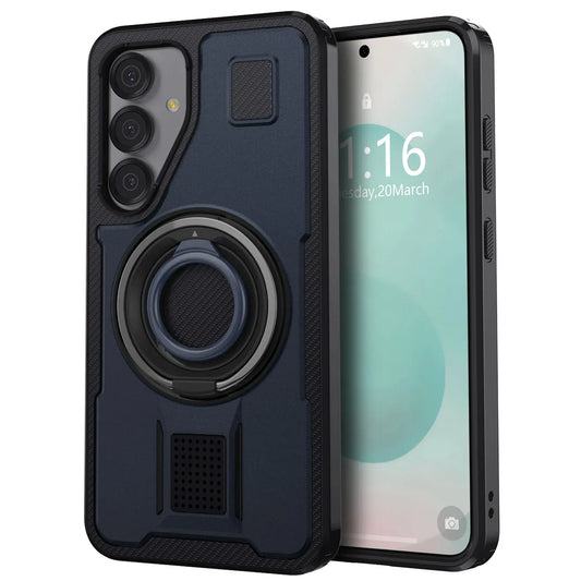 For Samsung Galaxy S25 S25 Plus S25 Ultra 5G Phone Case Hybrid Shockproof Double Ring Kickstand Rugged Cover Blue