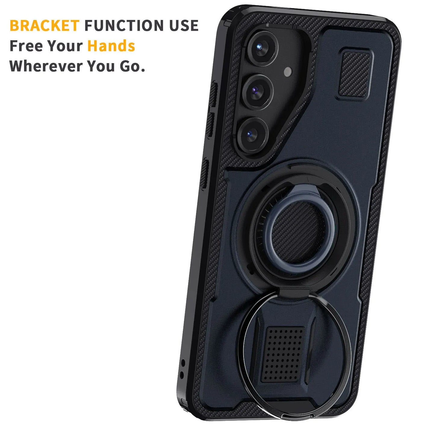 For Samsung Galaxy S25 S25 Plus S25 Ultra 5G Phone Case Hybrid Shockproof Double Ring Kickstand Rugged Cover Blue